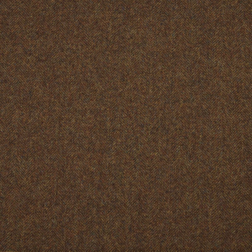 Dark brown herringbone fabric with mottled warm threads and a tight chevron texture