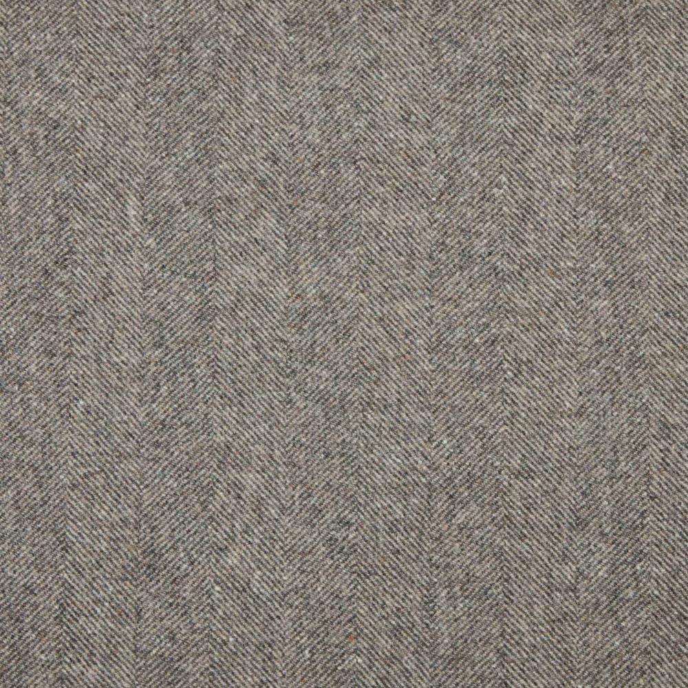 Warm taupe-grey fabric with fine vertical herringbone and softly flecked woven texture