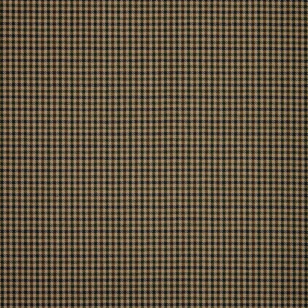 Dark brown, tan and muted blue-grey micro-check with a tightly woven texture
