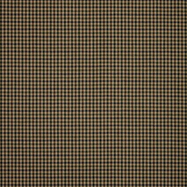 Dark brown, tan and muted blue-grey micro-check with a tightly woven texture