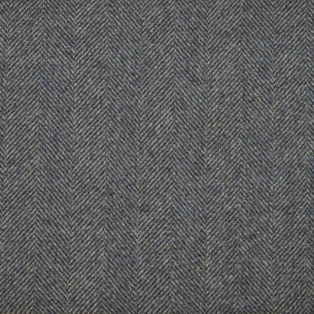 Charcoal-grey woven swatch with fine vertical herringbone lines and subtle tonal flecks