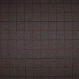 Charcoal grey woven plaid with fine red lines and dark check bands