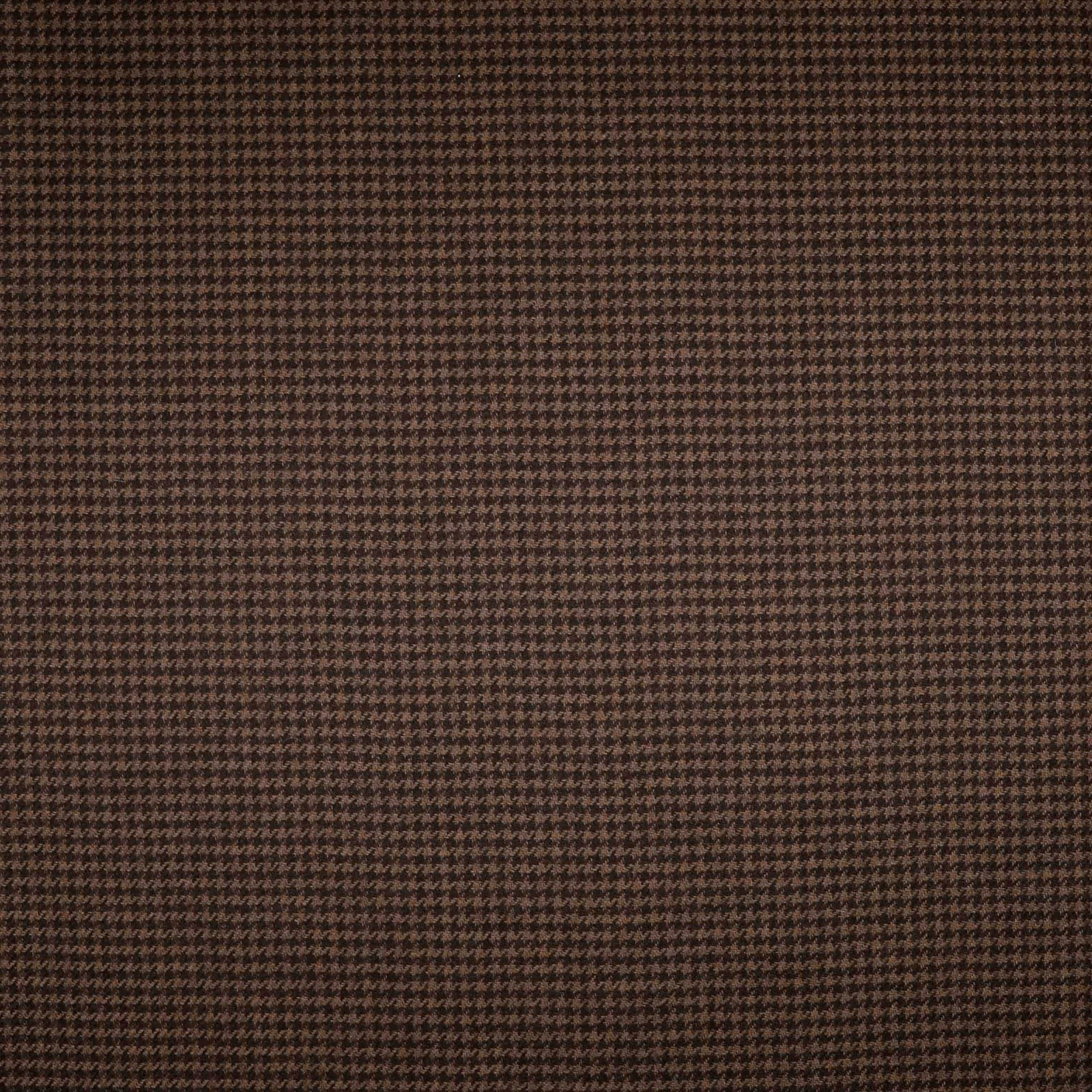 Dark mocha woven fabric with a fine warm-brown houndstooth pattern and compact textured surface