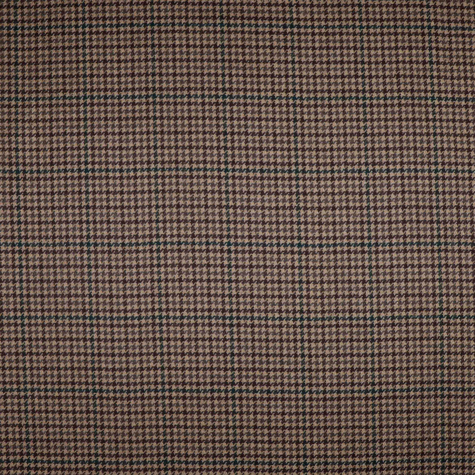 Close-up of brown and charcoal small houndstooth woven fabric with subtle tonal variation