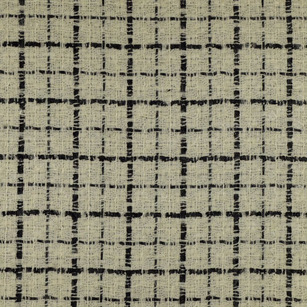 Pale sage woven fabric with irregular charcoal checks and nubby texture