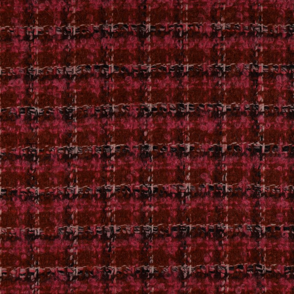 Deep wine-red textured fabric with broken charcoal and silver horizontal woven marks