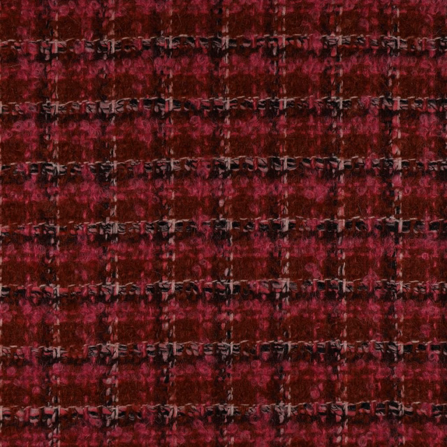 Deep wine-red textured fabric with broken charcoal and silver horizontal woven marks