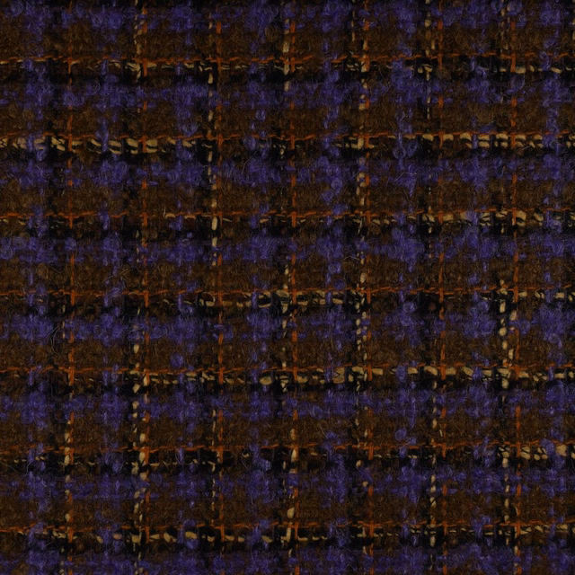 Deep aubergine woven textile with indigo texture and broken bronze horizontal bands