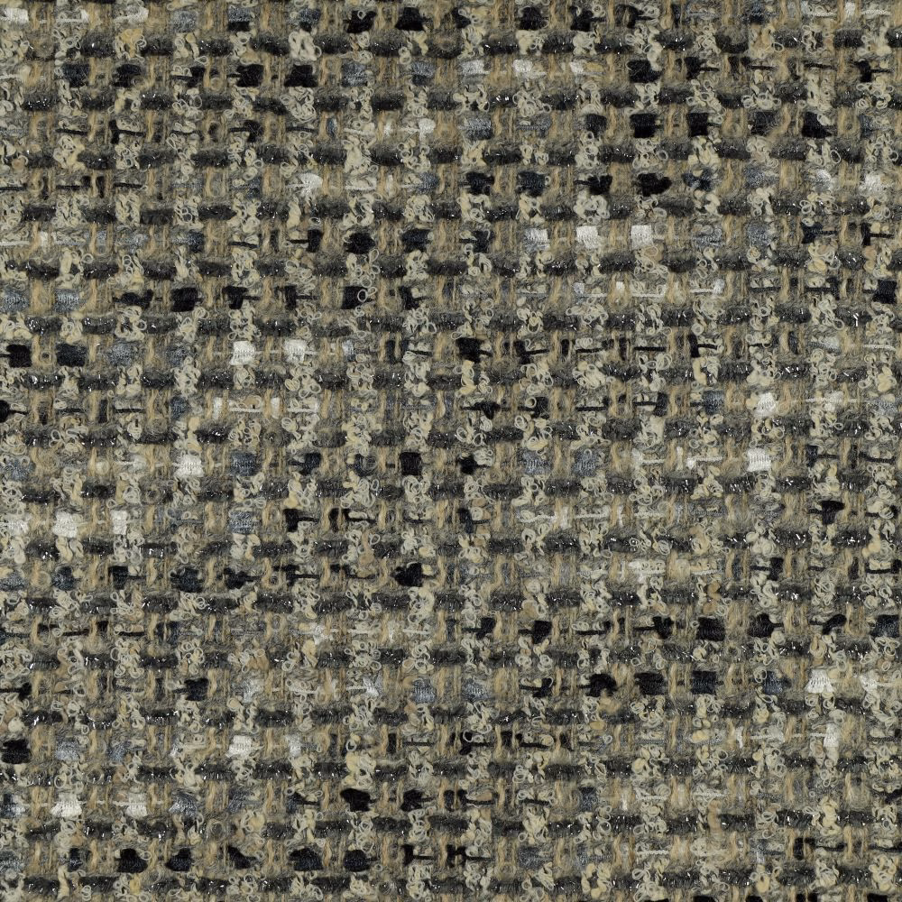 Mottled taupe-grey textile with cream and black flecks in a dense woven texture