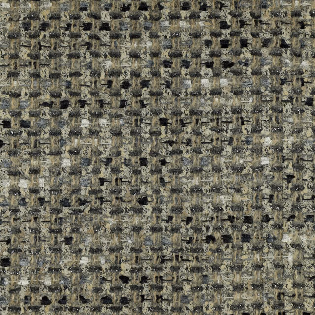 Mottled taupe-grey textile with cream and black flecks in a dense woven texture