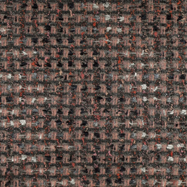 Close-up of charcoal textured weave with dusty rose, grey and ivory flecks