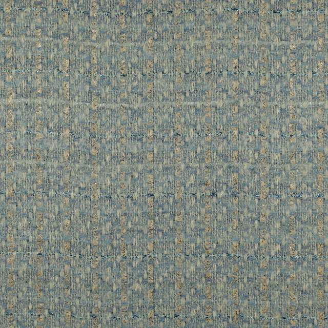 Muted blue-grey woven textile with sandy flecks and broken vertical texture