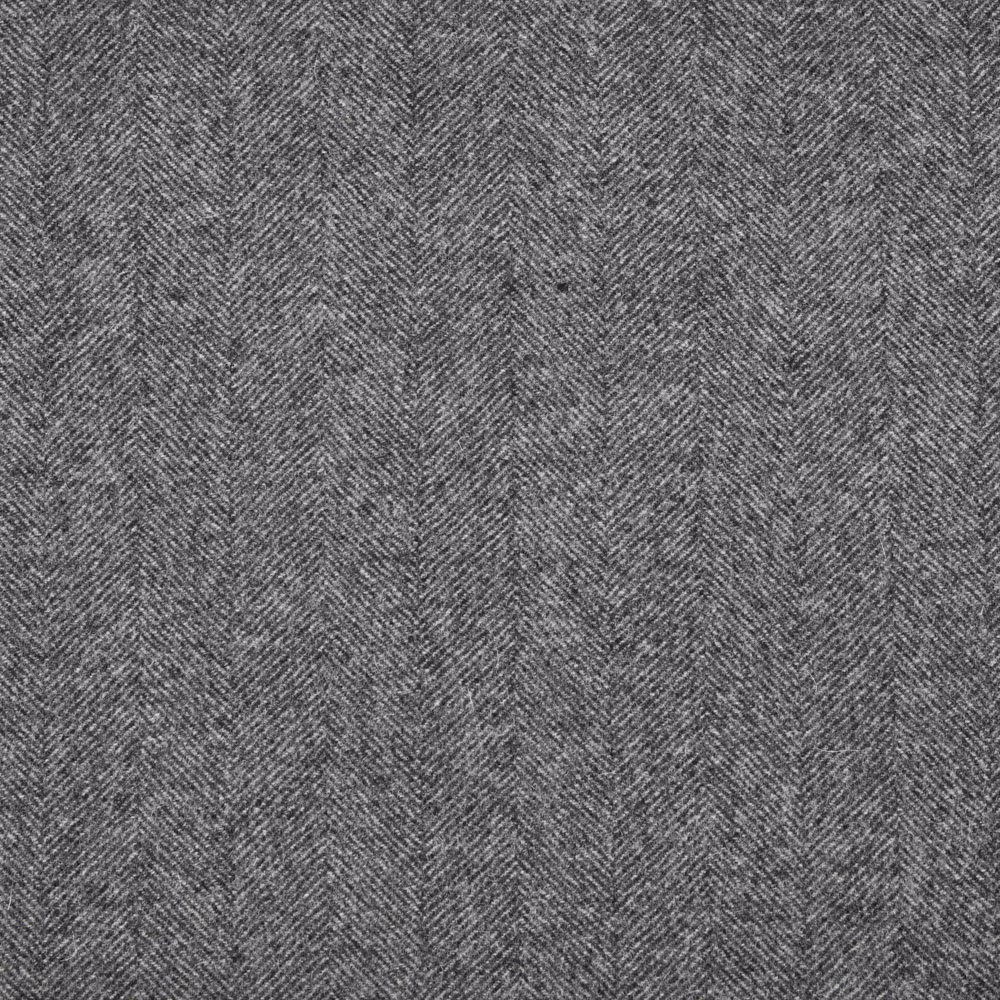 Charcoal-grey fabric with a fine, close-set herringbone weave
