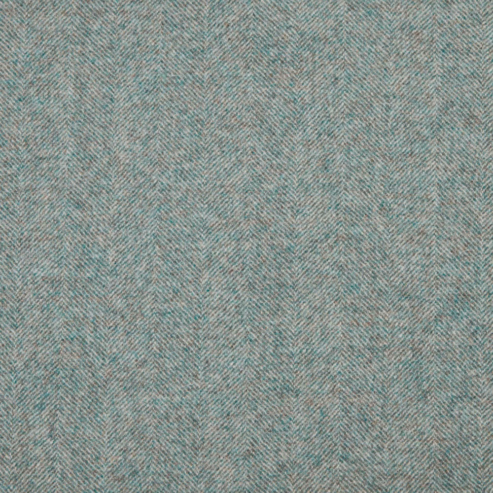 Muted aqua-grey fabric with a fine, closely spaced herringbone weave