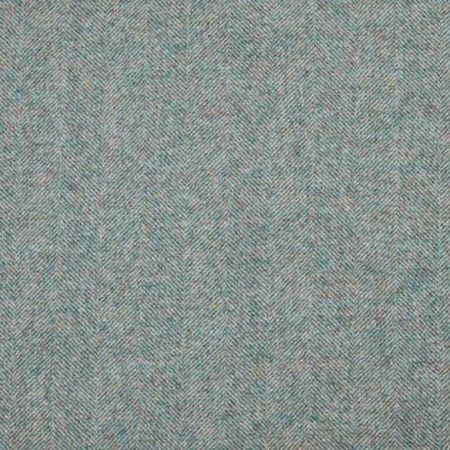 Muted aqua-grey fabric with a fine, closely spaced herringbone weave