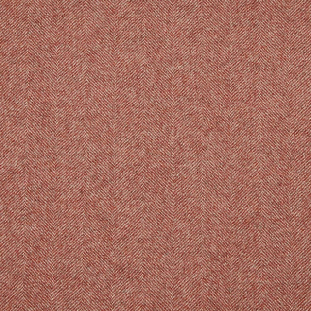 Muted terracotta fabric with fine vertical herringbone and softly varied rust threads