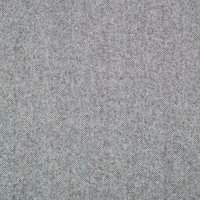 Cool grey woven fabric with a fine, closely spaced herringbone texture