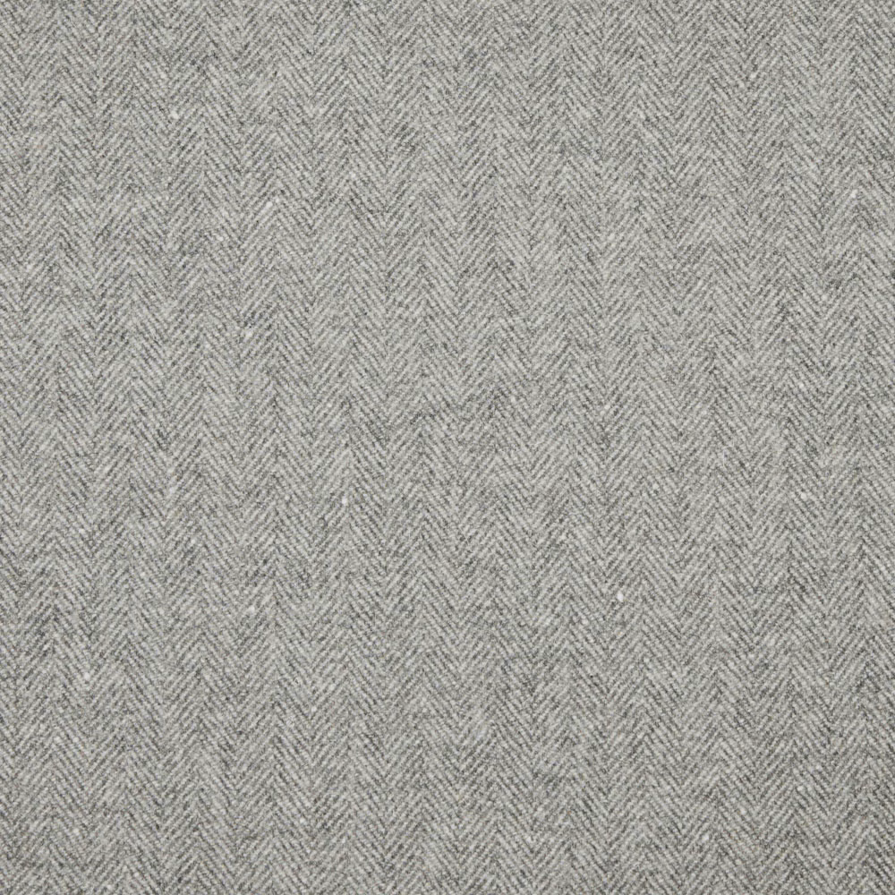 Soft grey woven fabric with a fine, tonal herringbone texture