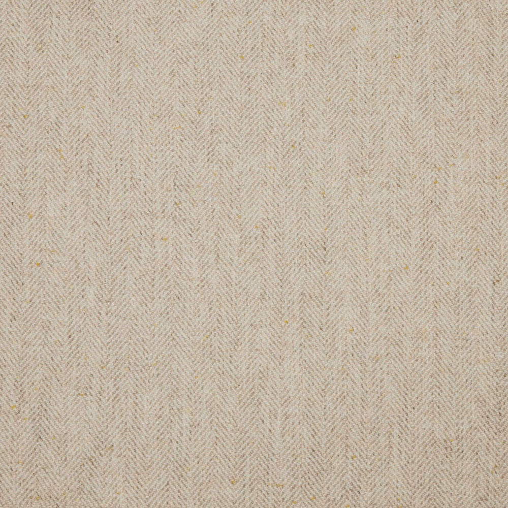 Warm ivory fabric with fine herringbone weave and subtle tan flecks