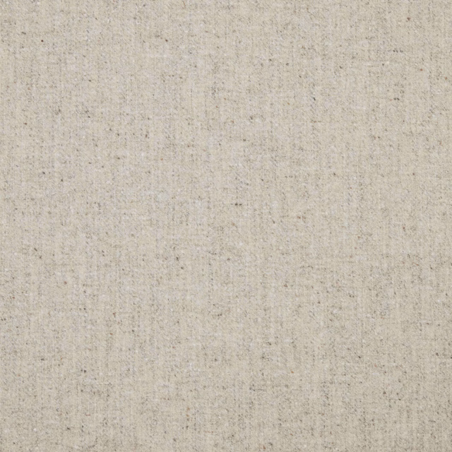 Pale greige woven fabric with fine vertical slubs and scattered darker flecks