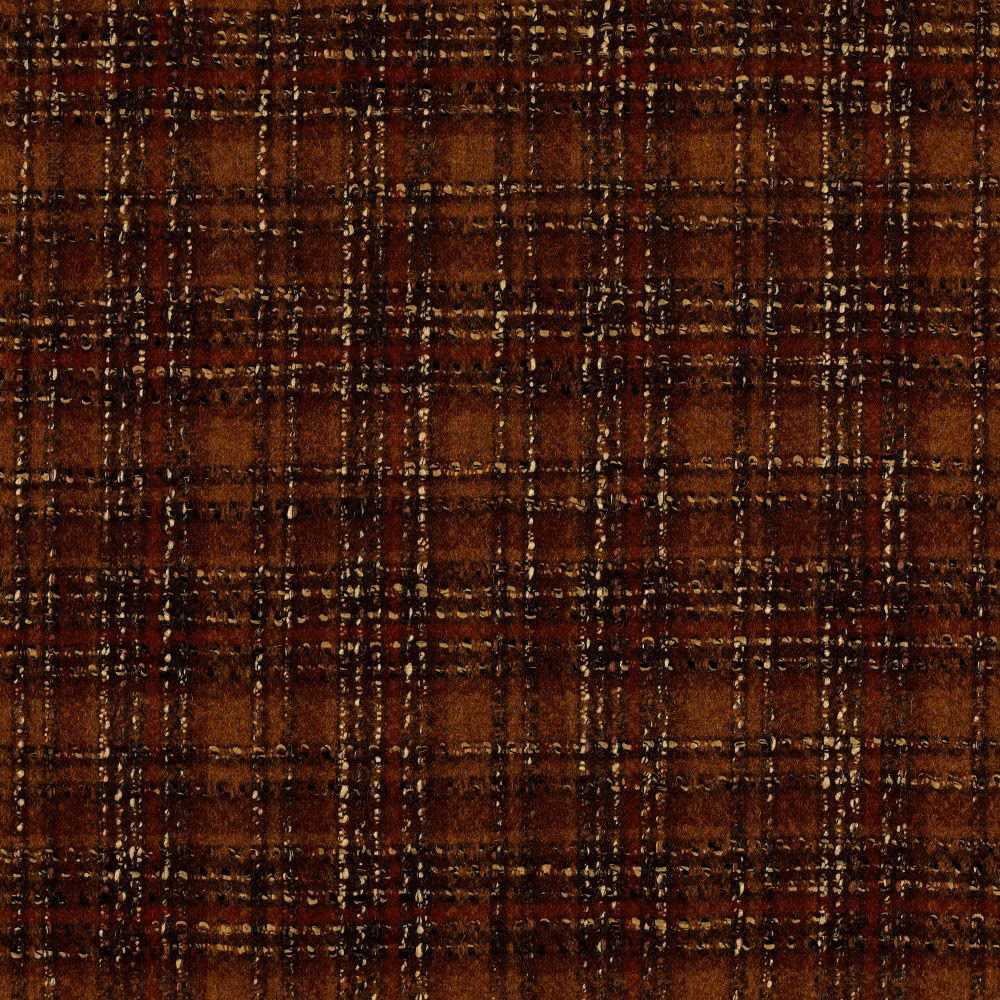 Deep russet-brown checked weave with copper flecks and dark chocolate lines