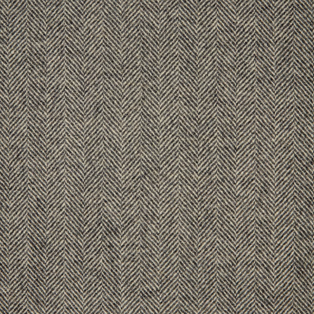 Muted taupe-grey woven fabric with fine charcoal vertical chevrons and textured herringbone detail