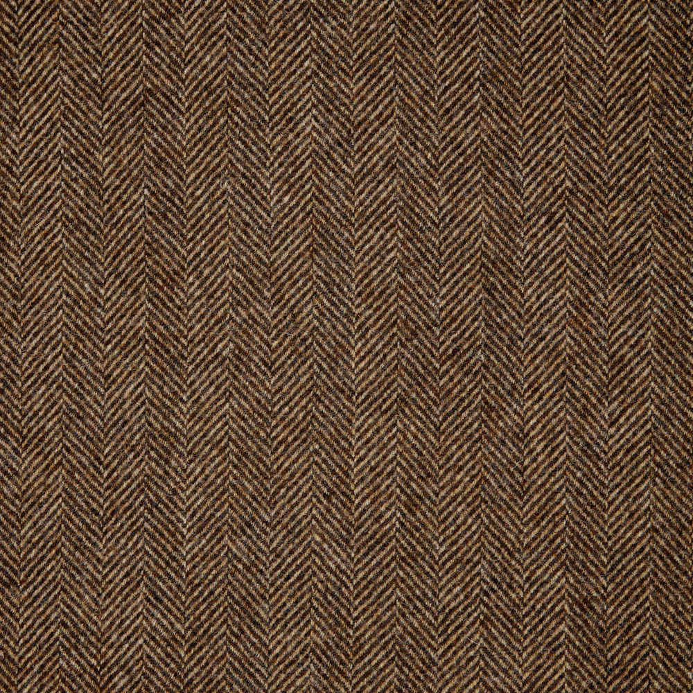 Dark brown woven swatch with closely spaced tan-black vertical herringbone columns