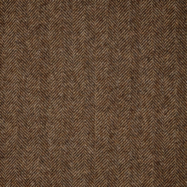Dark brown woven swatch with closely spaced tan-black vertical herringbone columns
