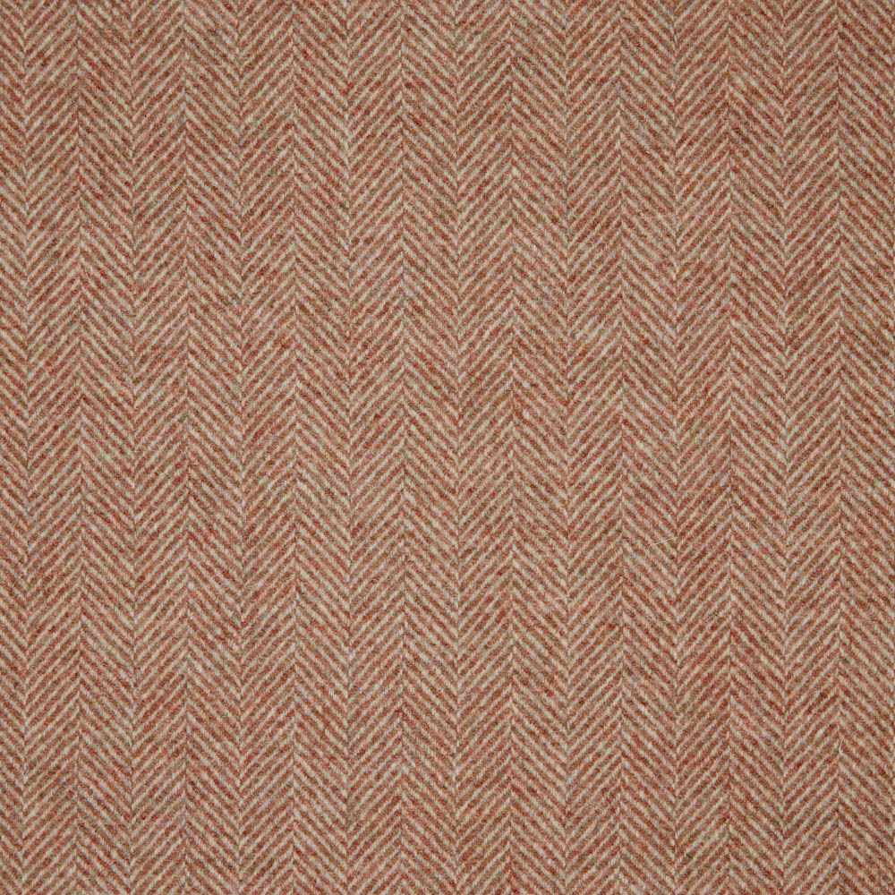 Warm taupe woven fabric with fine dusty terracotta vertical herringbone texture