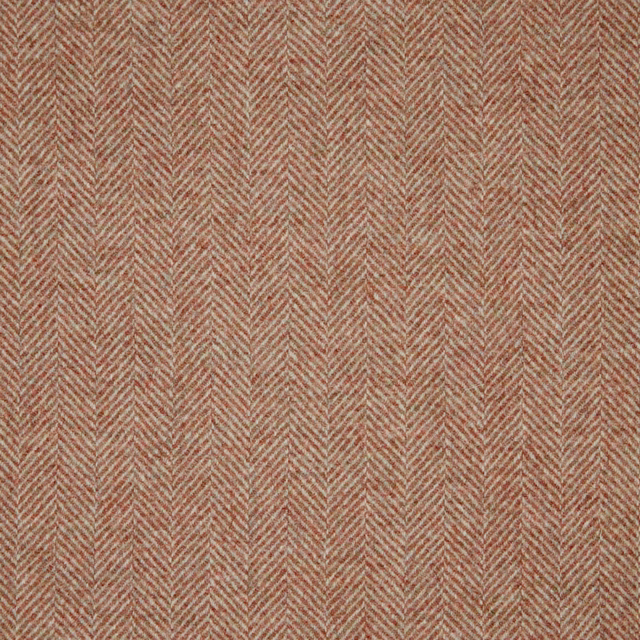 Warm taupe woven fabric with fine dusty terracotta vertical herringbone texture