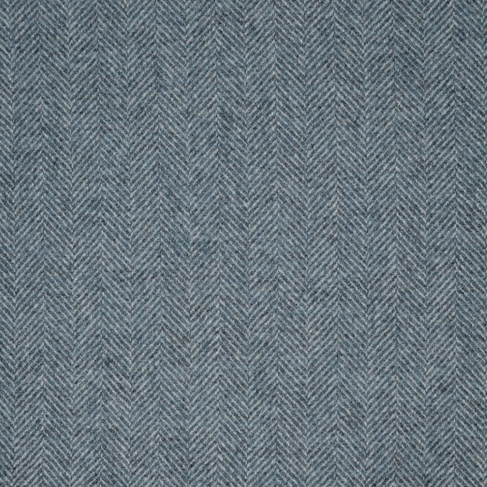 Muted blue-grey woven fabric with fine vertical herringbone columns and textured surface