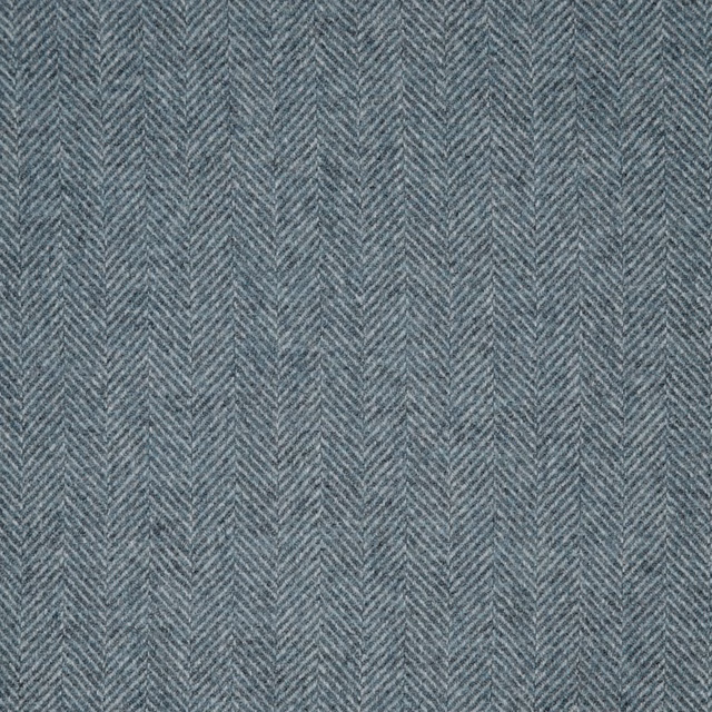 Muted blue-grey woven fabric with fine vertical herringbone columns and textured surface