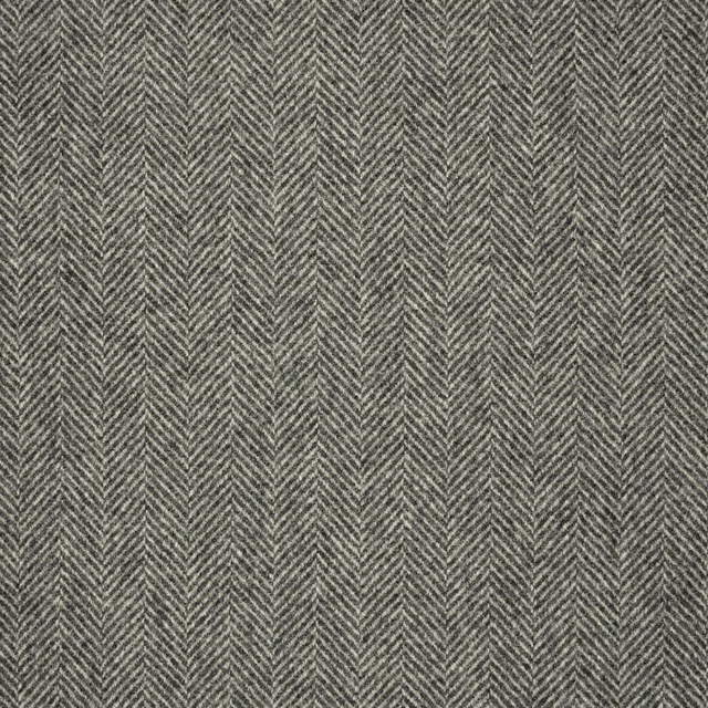 Cool charcoal-grey woven textile with fine vertical herringbone chevrons and heathered texture