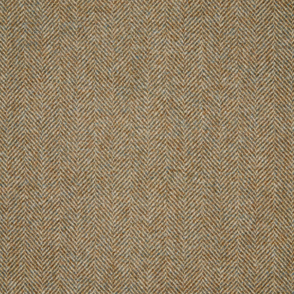 Close view of warm taupe and olive herringbone weave with fine chevron texture