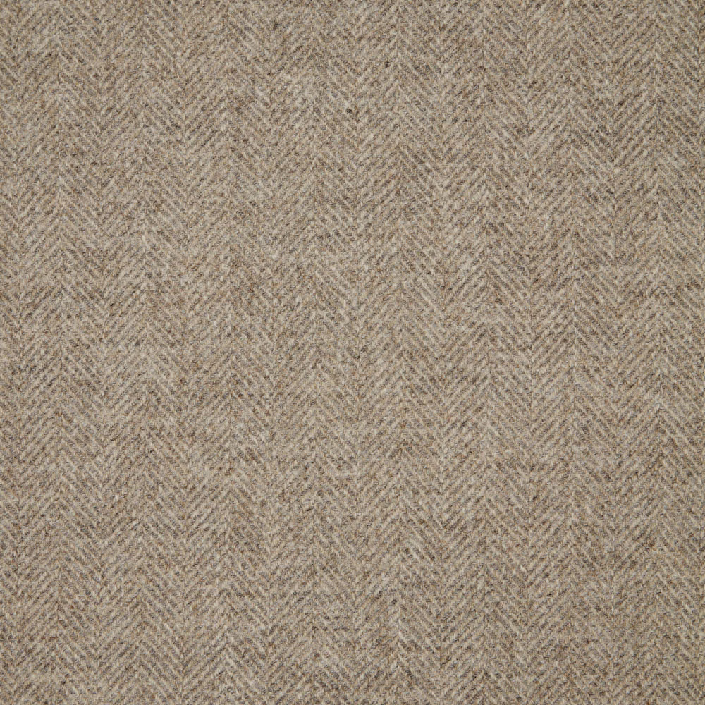 Warm taupe-beige fabric with a compact, softly flecked herringbone weave