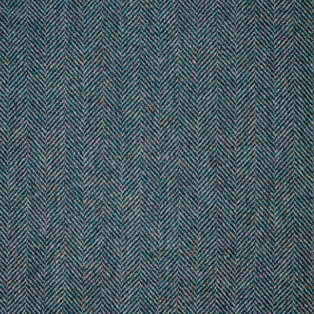 Deep blue-teal fabric with fine vertical herringbone lines and charcoal flecks