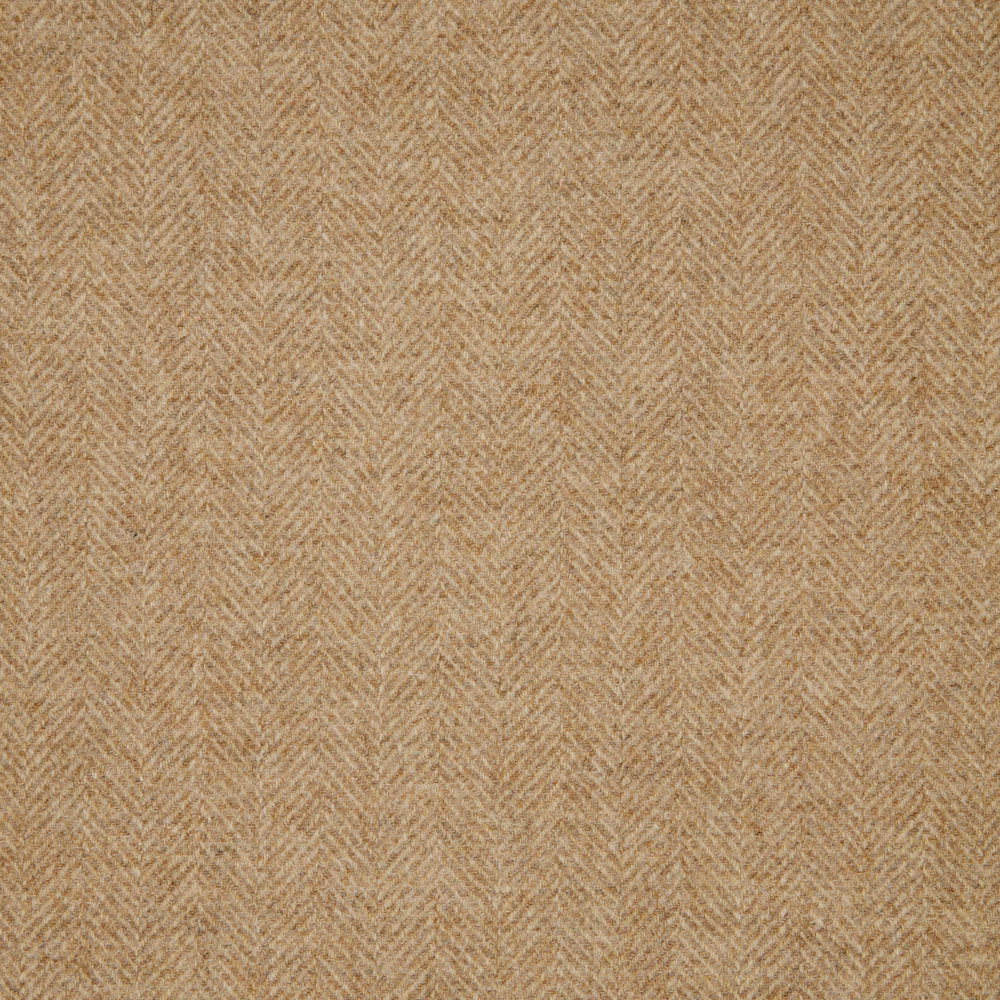 Warm oat-beige fabric with fine tonal herringbone weave and softly flecked texture