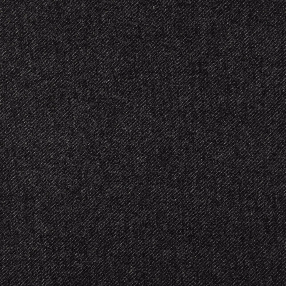 Charcoal-black woven swatch with a fine diagonal twill texture
