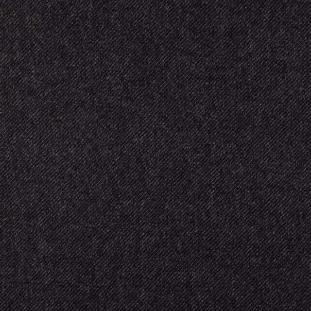 Charcoal-black woven swatch with a fine diagonal twill texture