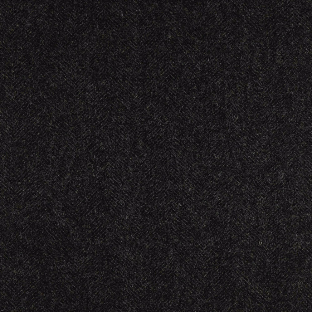 Near-black charcoal woven swatch with subtle diagonal herringbone texture