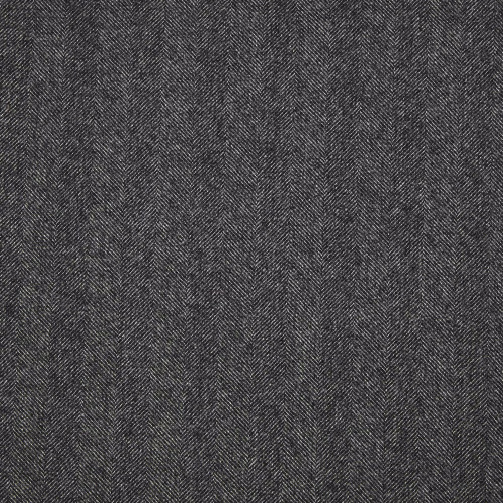 Charcoal-grey fabric with fine vertical herringbone weave and softly textured surface