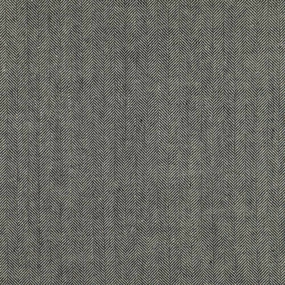 Charcoal olive-grey woven fabric with fine vertical herringbone chevron stripes