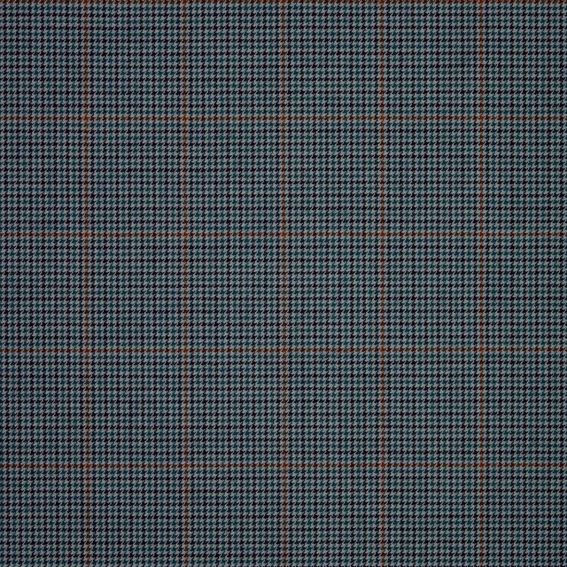 Charcoal, turquoise and rust small houndstooth-style check with a finely textured woven surface