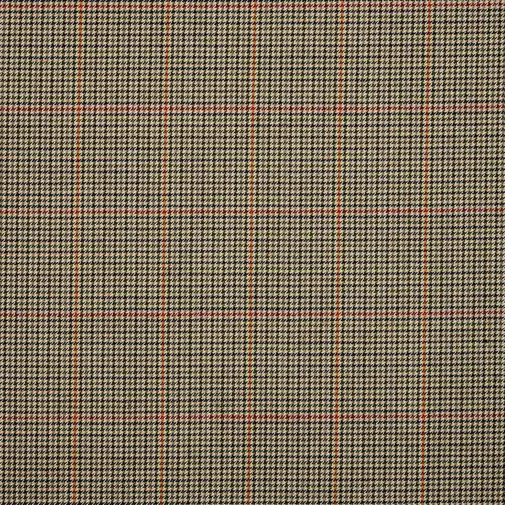 Black and cream micro-houndstooth with fine red lines in a close woven texture