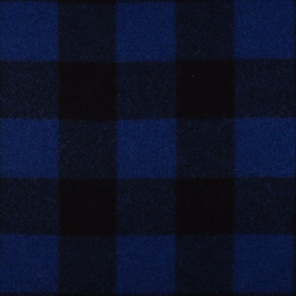 Deep navy and black large-scale check with a subtly textured woven surface