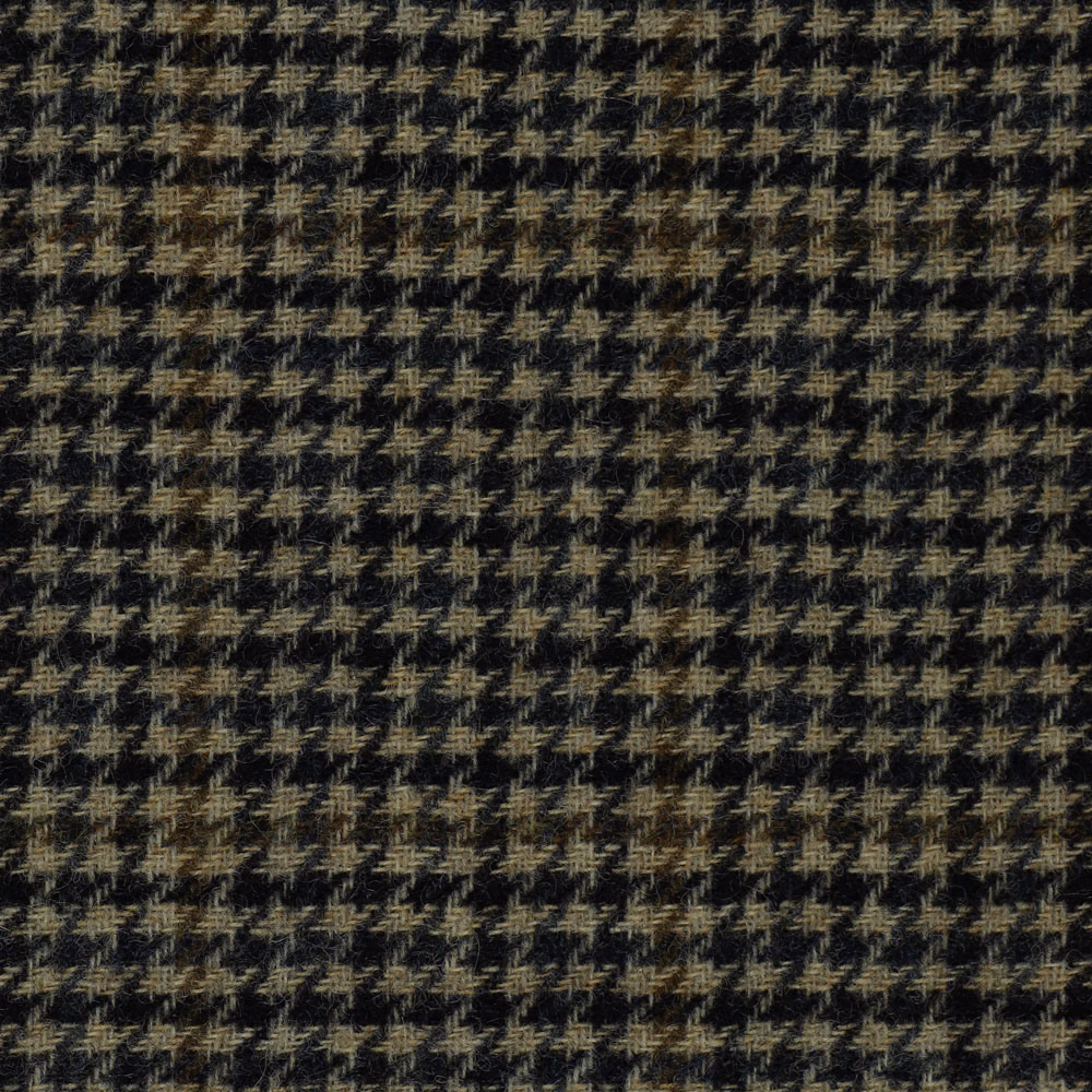 Close-up of charcoal and camel small check weave with a softly textured surface
