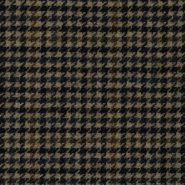 Close-up of charcoal and camel small check weave with a softly textured surface