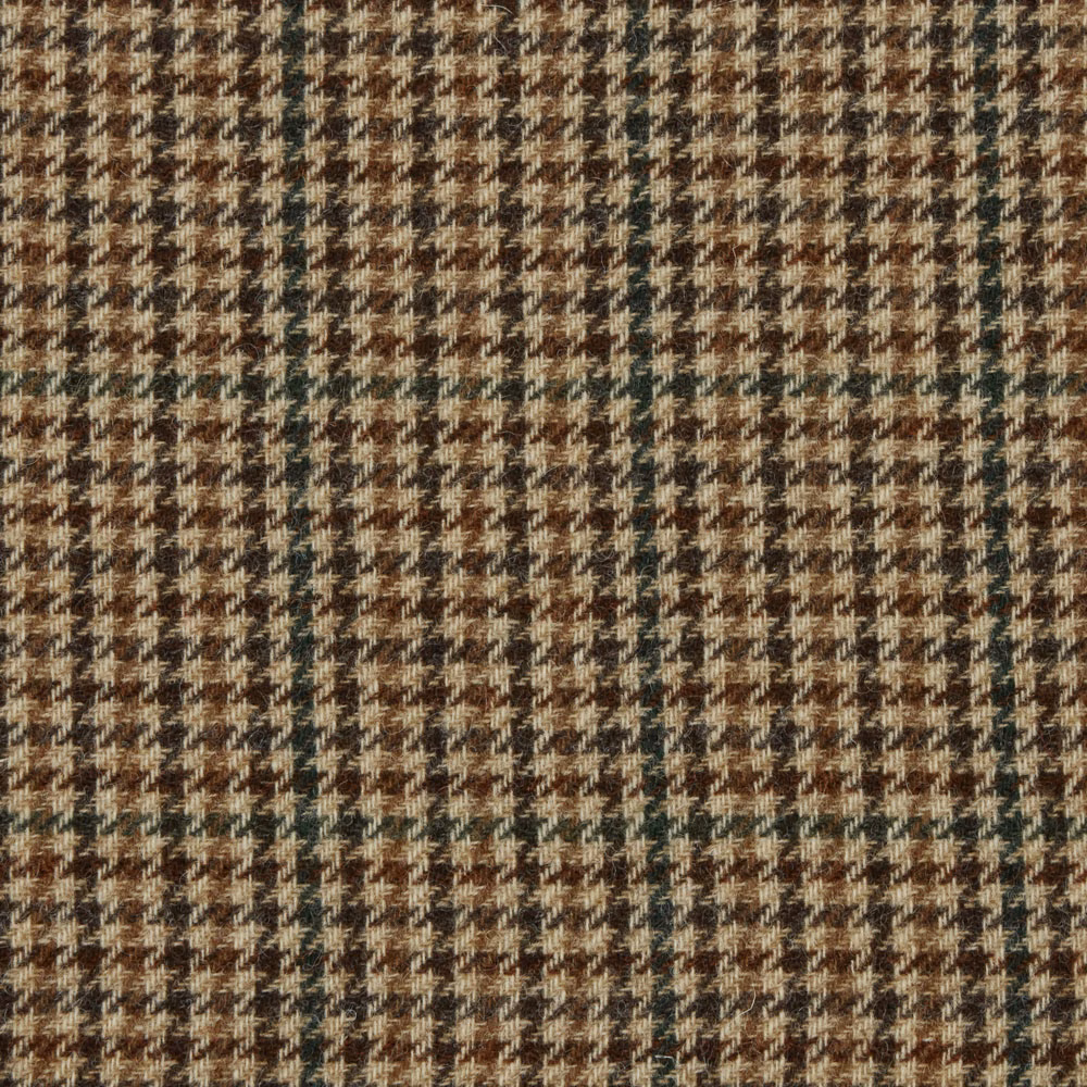 Warm brown and cream woven houndstooth check with dark flecked texture