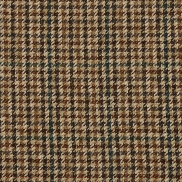 Warm brown and cream woven houndstooth check with dark flecked texture