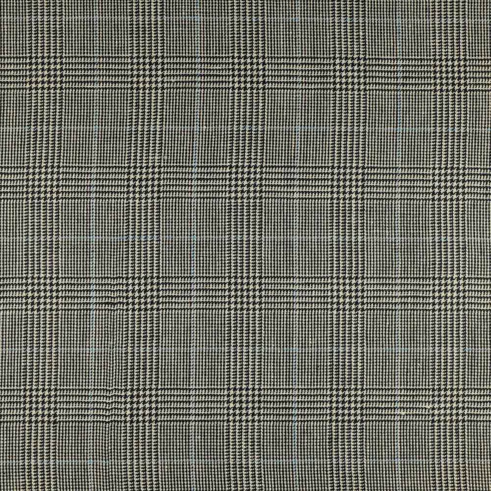 Dark olive-grey woven plaid with fine black-and-pale checks